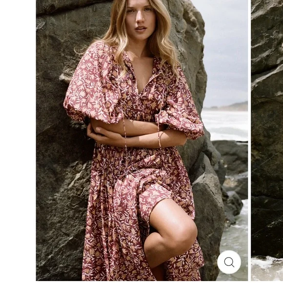 Daughters of India Floral Kyra Sumac Midi Dress - Picture 4 of 10